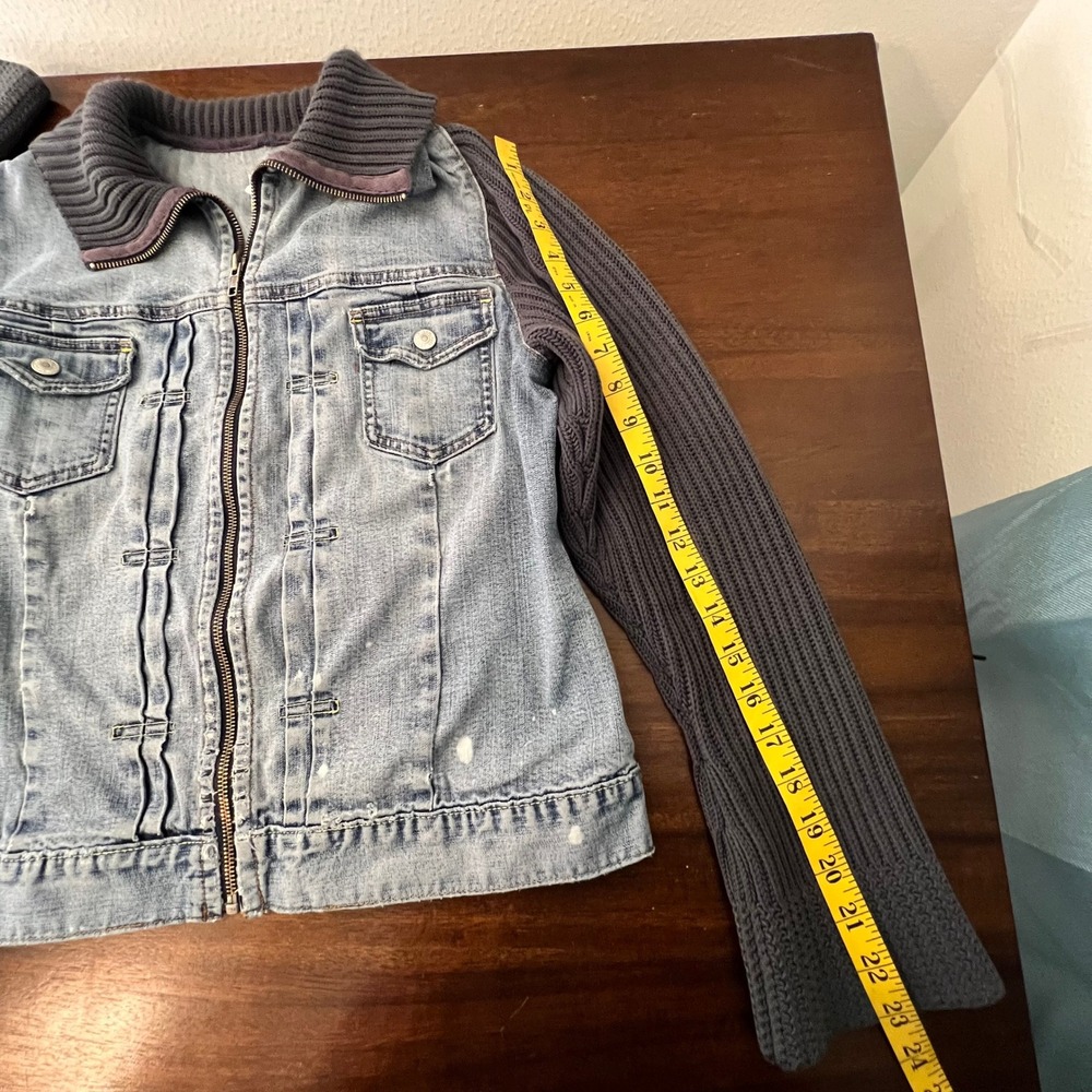 Vintage 2005 Gap Denim Jacket Womens Large Y2K Indie Grunge Mixed Media Fall Zip - Picture 10 of 12